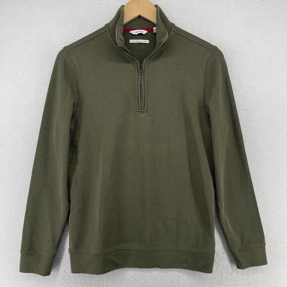 CALVIN KLEIN Sweatshirt Mens XS Classic 1/4 Zip Pullover Stretch Cotton Green - Picture 2 of 14